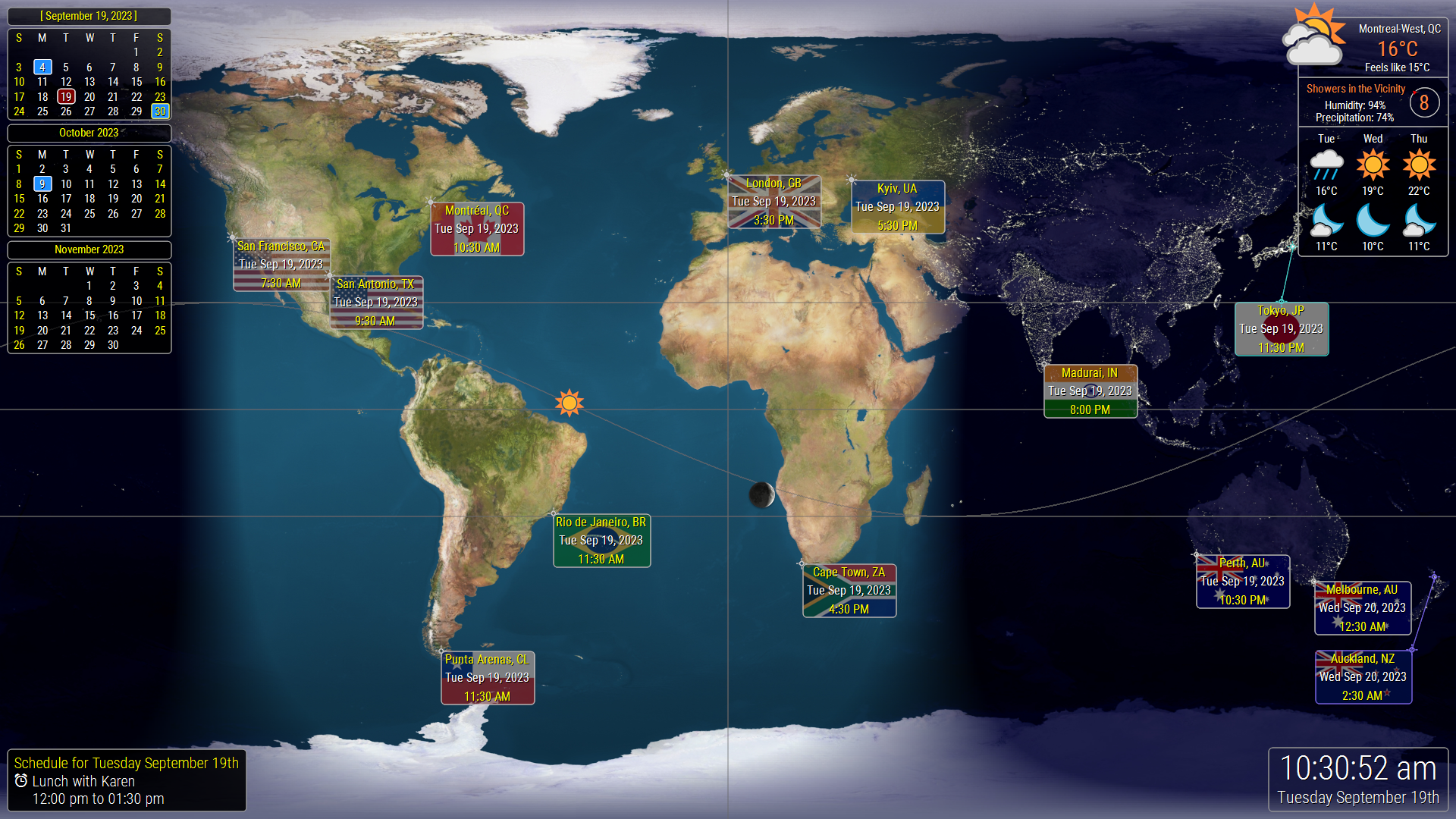 World Clock screensaver