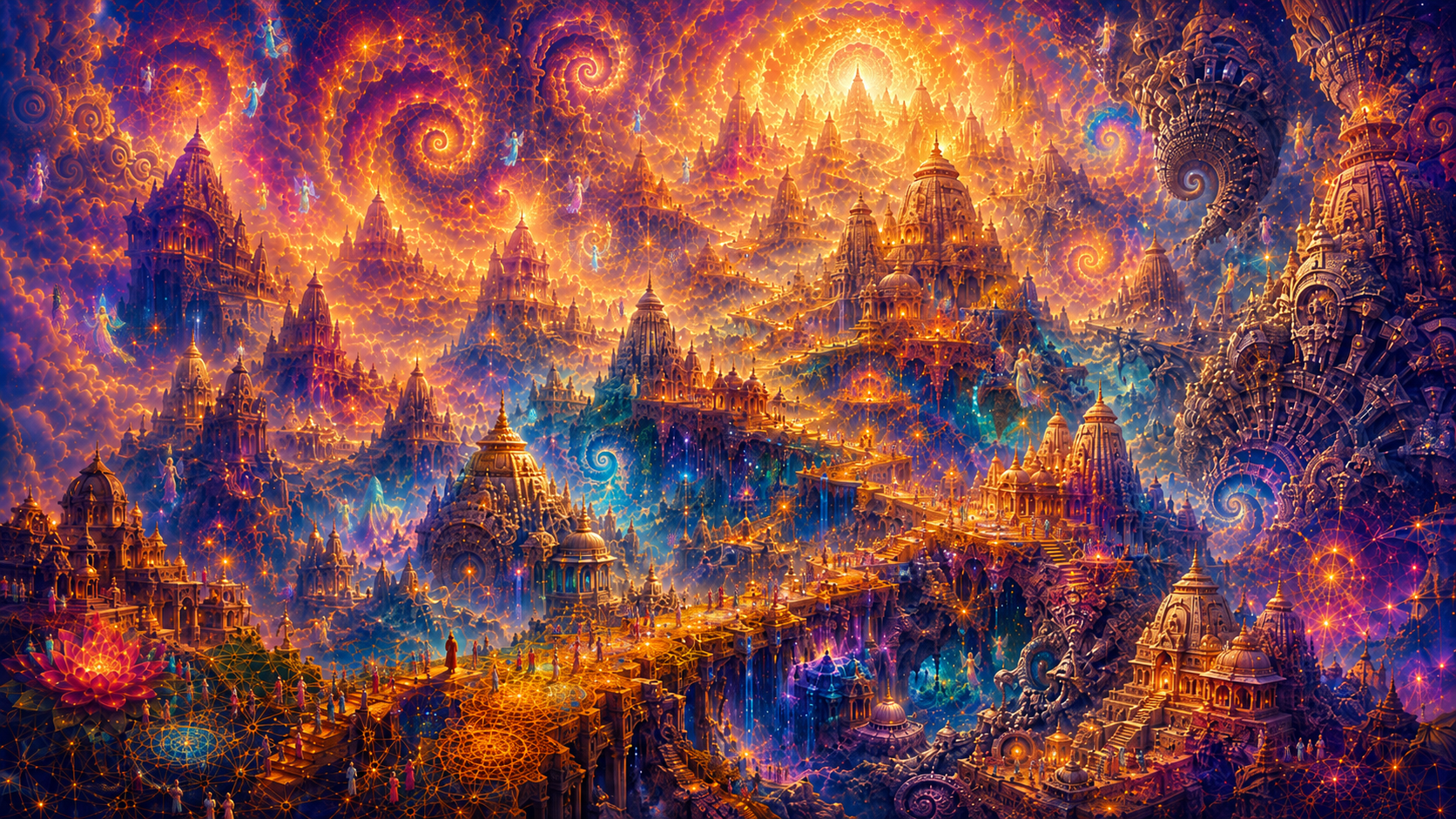 ChatGPT image of fractal heavenly mountains.